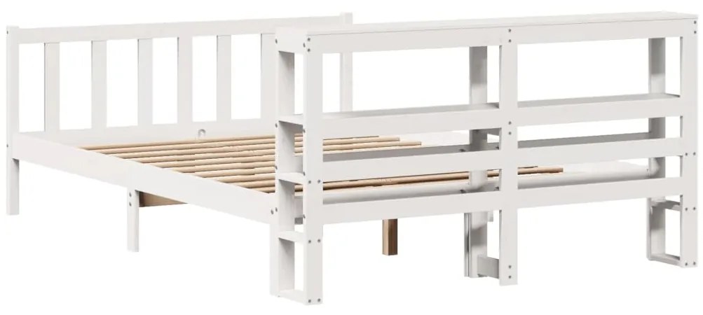 Cama sem colchão 140x190 cm madeira de pinho maciça branco