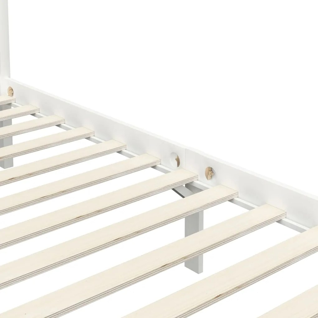 Estrutura de cama com toldo 100x200 cm pinho maciço branco