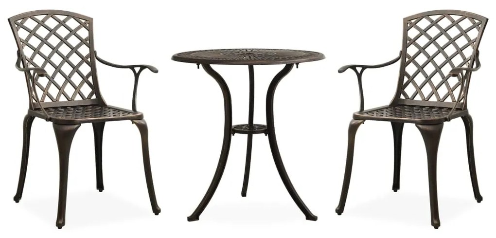vidaXL 3 pcs conjunto bistrô alumínio fundido bronze