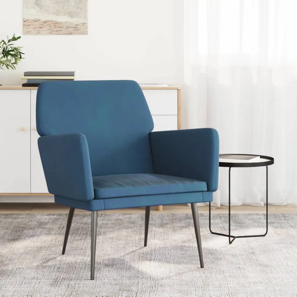 vidaXL Cadeira c/ apoio de braços 62x79x79 cm veludo azul