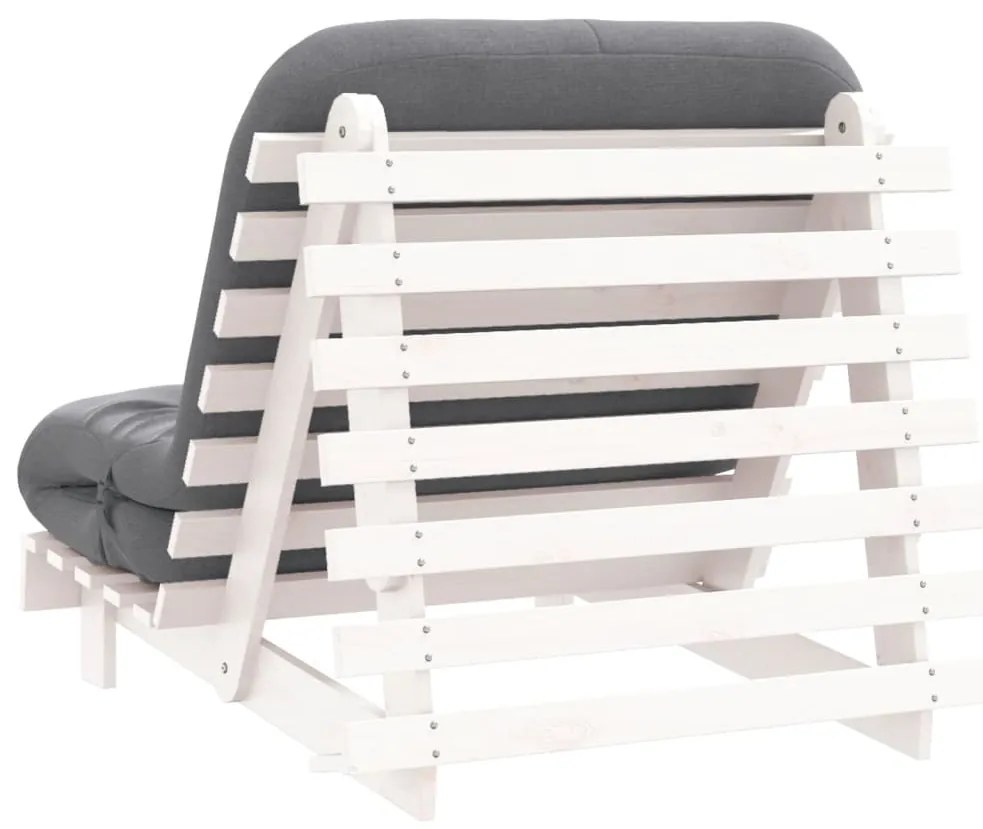 Sofá-cama futon com colchão 90x206x11 cm pinho maciço branco