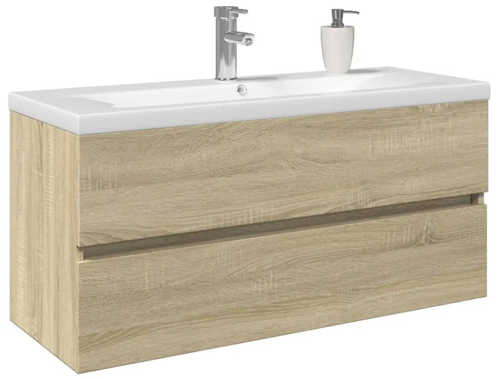 vidaXL 2 pcs conj. móveis de WC cerâmica e derivados de madeira