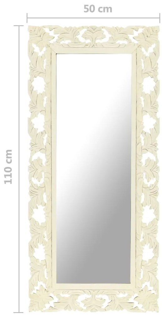 Espelho esculpido à mão 110x50 cm mangueira maciça branco