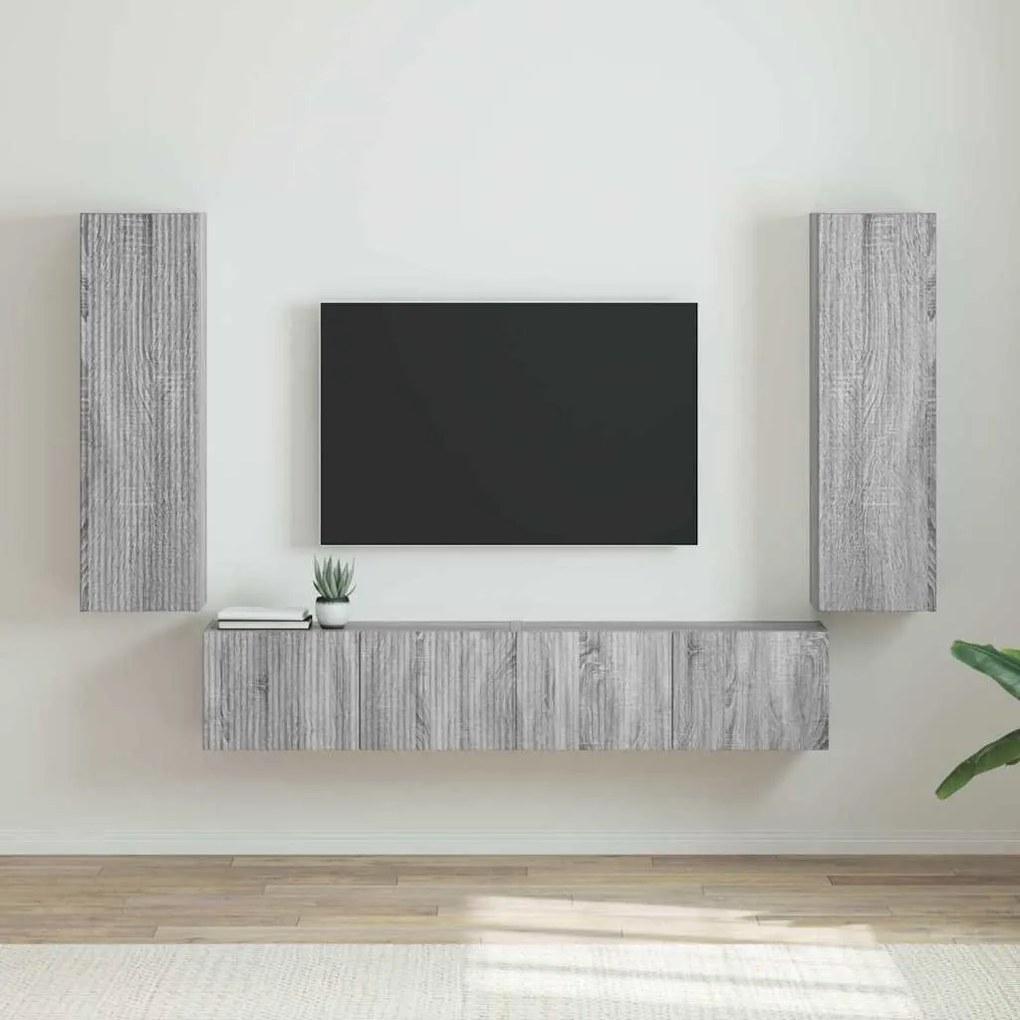 vidaXL Armário de TV de Parede 2 pcs Cinza Sonoma 30 x 31 x 100 cm