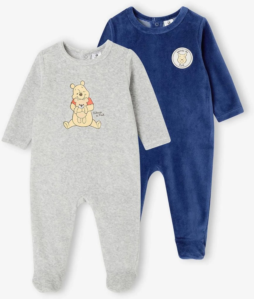 Lote de 2 babygrows Winnie the Pooh para bebé menino cinza mesclado