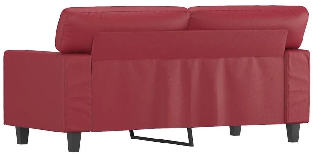Sofá de 2 lugares 120 cm couro artificial vermelho tinto