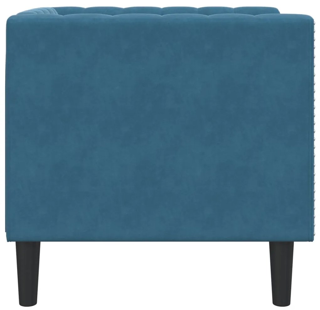Sofá chesterfield veludo azul