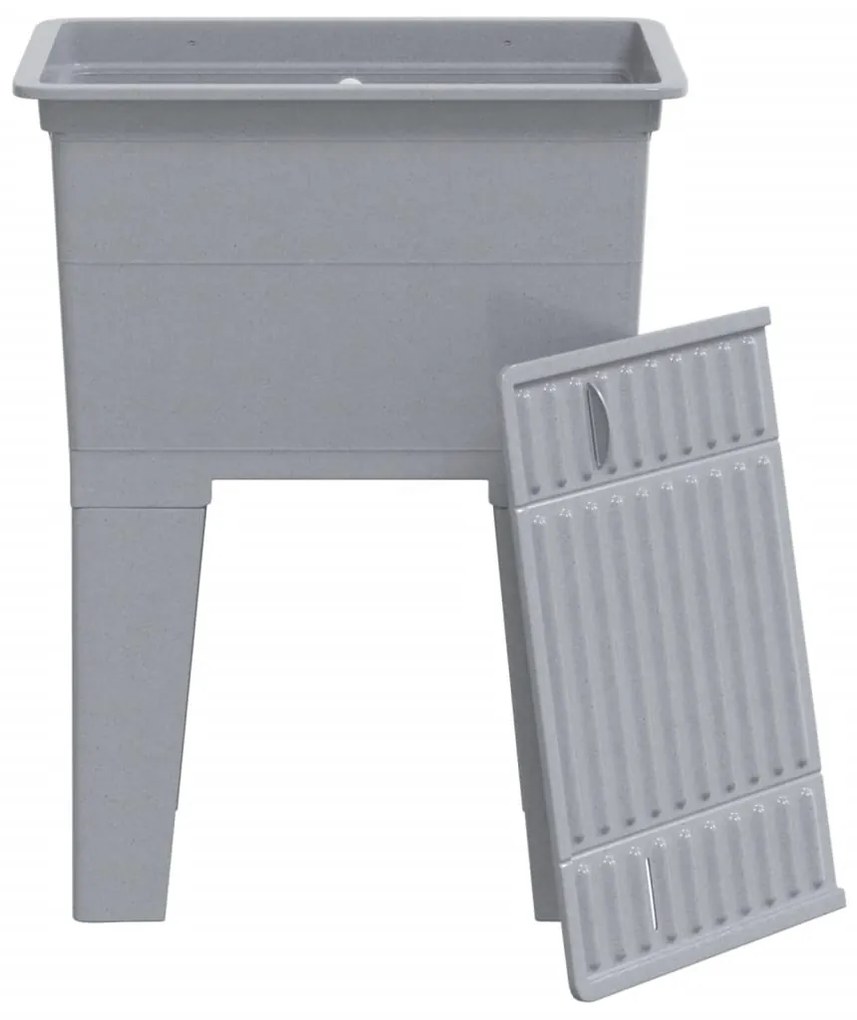 Tanque de lavar roupa 59x41x75 cm resina cinzento