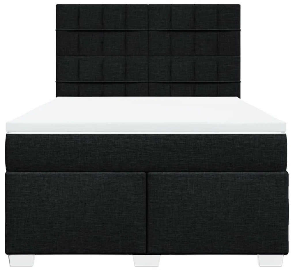 Cama com molas/colchão 140x200 cm tecido preto