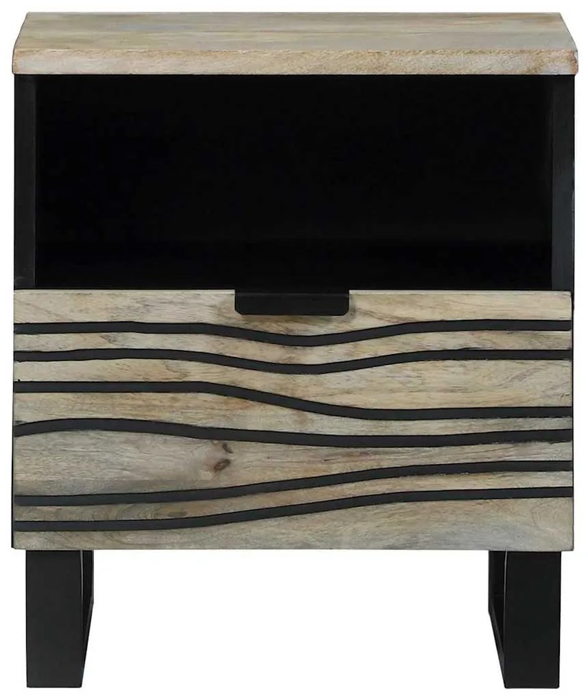 Mesas de cabeceira 2 pcs Branco e preto 40 x 33 x 46 cm