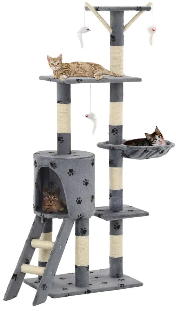 Árvore para gatos c/postes arranhadores sisal 138 cm cinzento