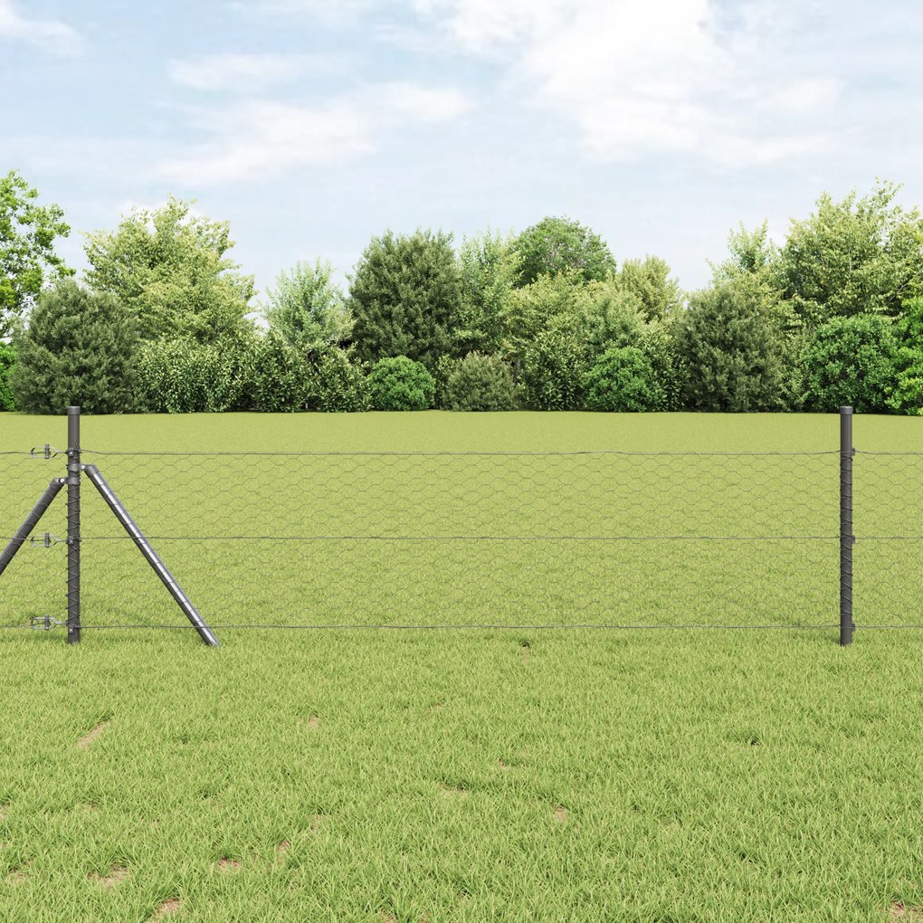 Cerca Hexagonal Cinza 0.8x100 m Aço