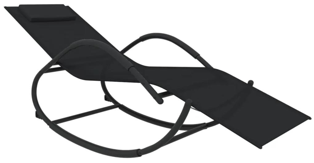 Espreguiçadeira de baloiçar aço e textilene preto