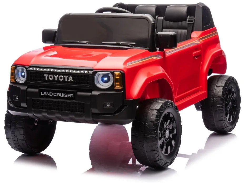 Carro elétrico para Crianças Toyota Land Cruiser PRADO 12V 4x4 Rodas Espuma EVA, Assento couro ecológico Vermelho