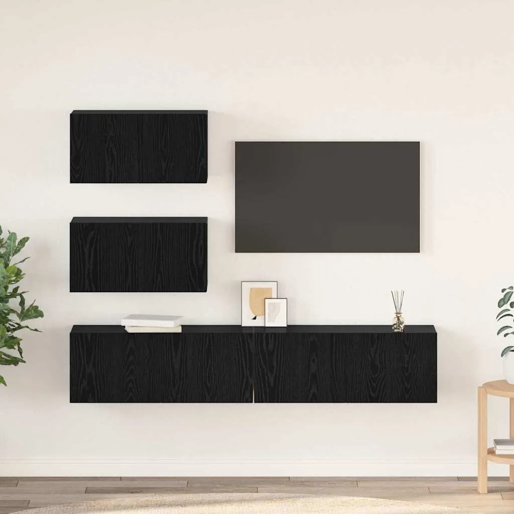 Conjunto de Estantes para TV 4 pcs Carvalho Preto