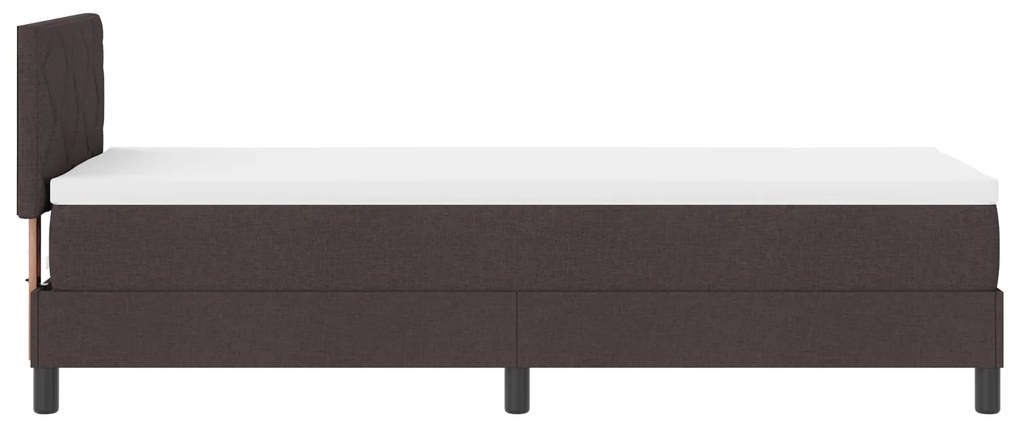 Cama Box Spring com Colchão Marrom Escuro 80x200 cm Tecido