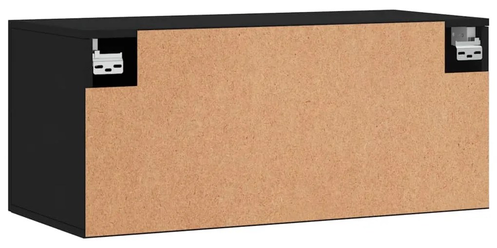 Armário de parede 80x36,5x35 cm derivados de madeira preto