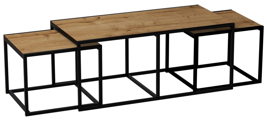 Mesa de Centro Gigante – Carvalho e Preto – 120x50x60 cm