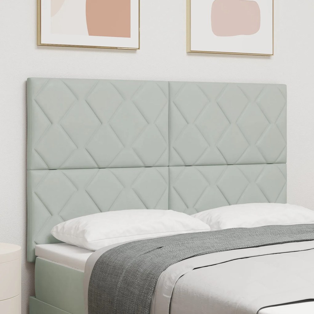 Cabeceira Design de Blocos de Diamante Cinza Claro 160 cm Veludo