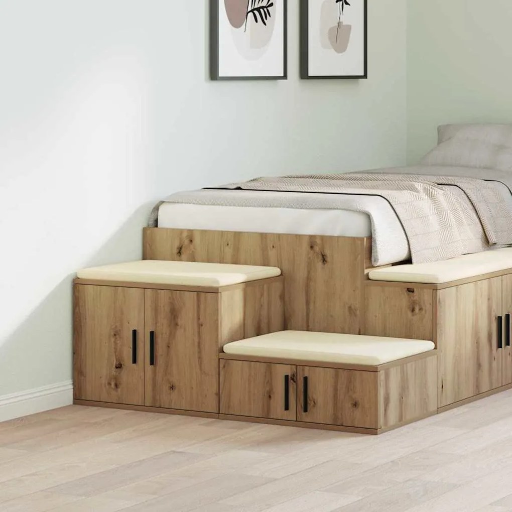 vidaXL Armário de arrumação 2 pcs Carvalho Artesanal 118 x 41 x 40 cm