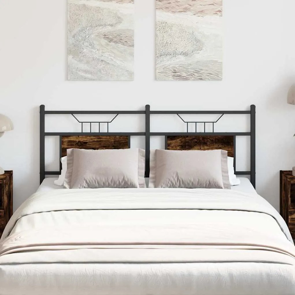 vidaXL Cabeceira de substituição 137 cm derivados madeira/aço carvalho fumado