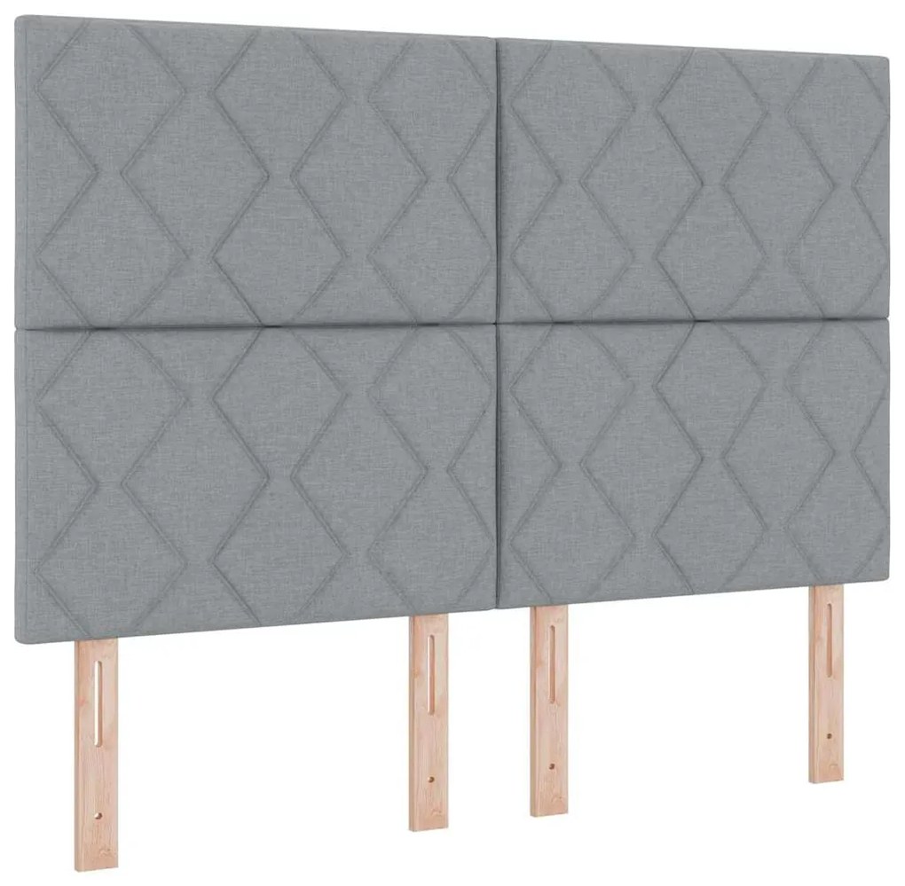 Cama Box com Colchão e Banco Cinza Claro 140x200 cm Tecido