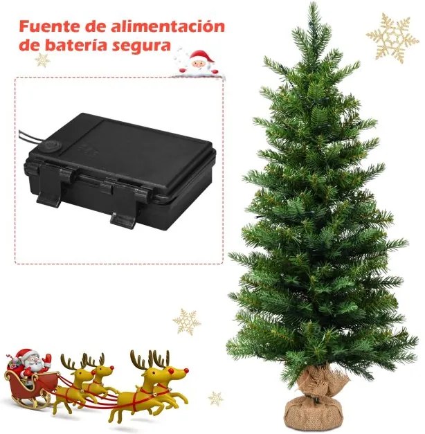 Árvore de Natal artificial de 90 cm com 50 luzes LED e temporizador 363 ramos Base estável Verde