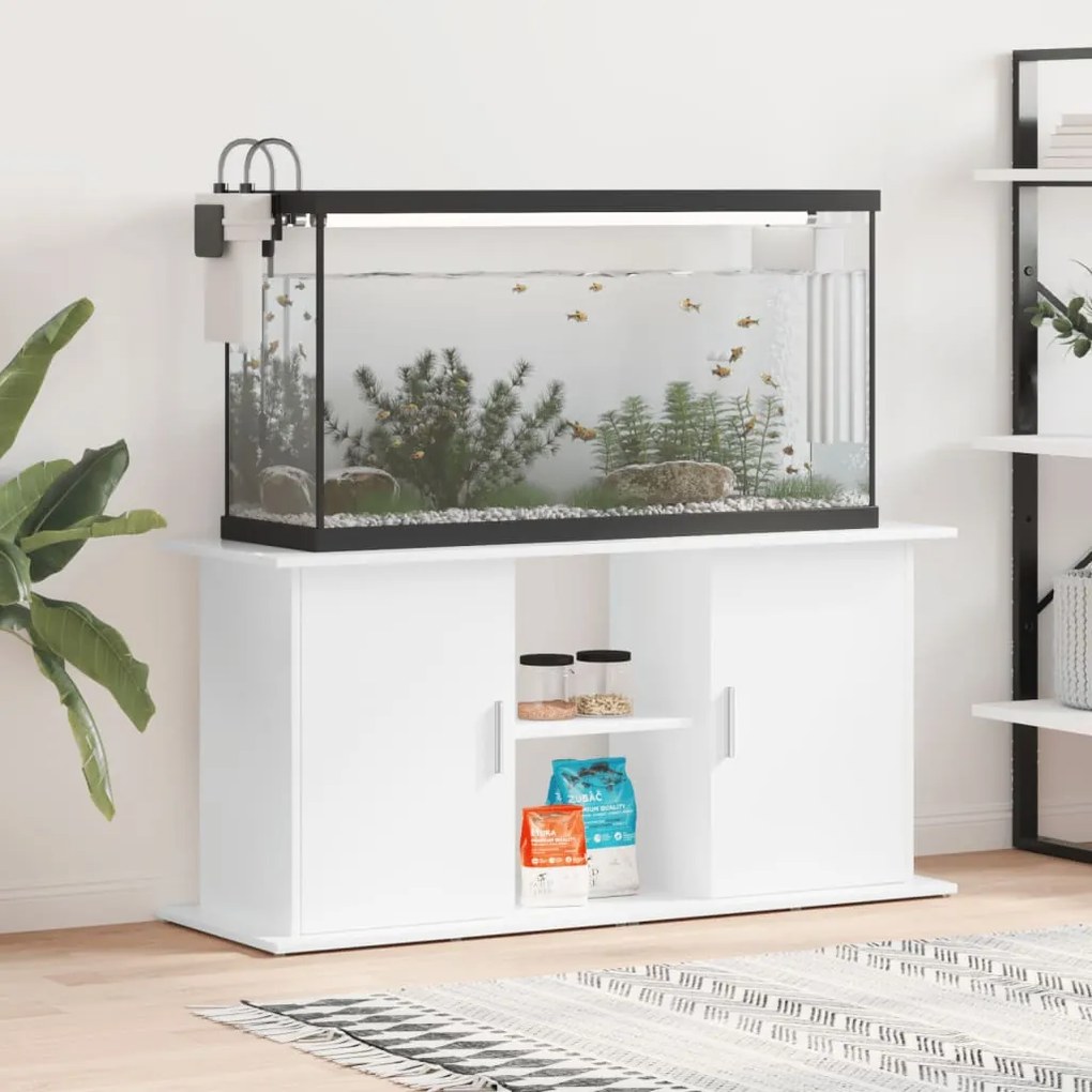 833617 vidaXL Suporte de aquário 121x41x58 cm deriv. madeira branco brilhante