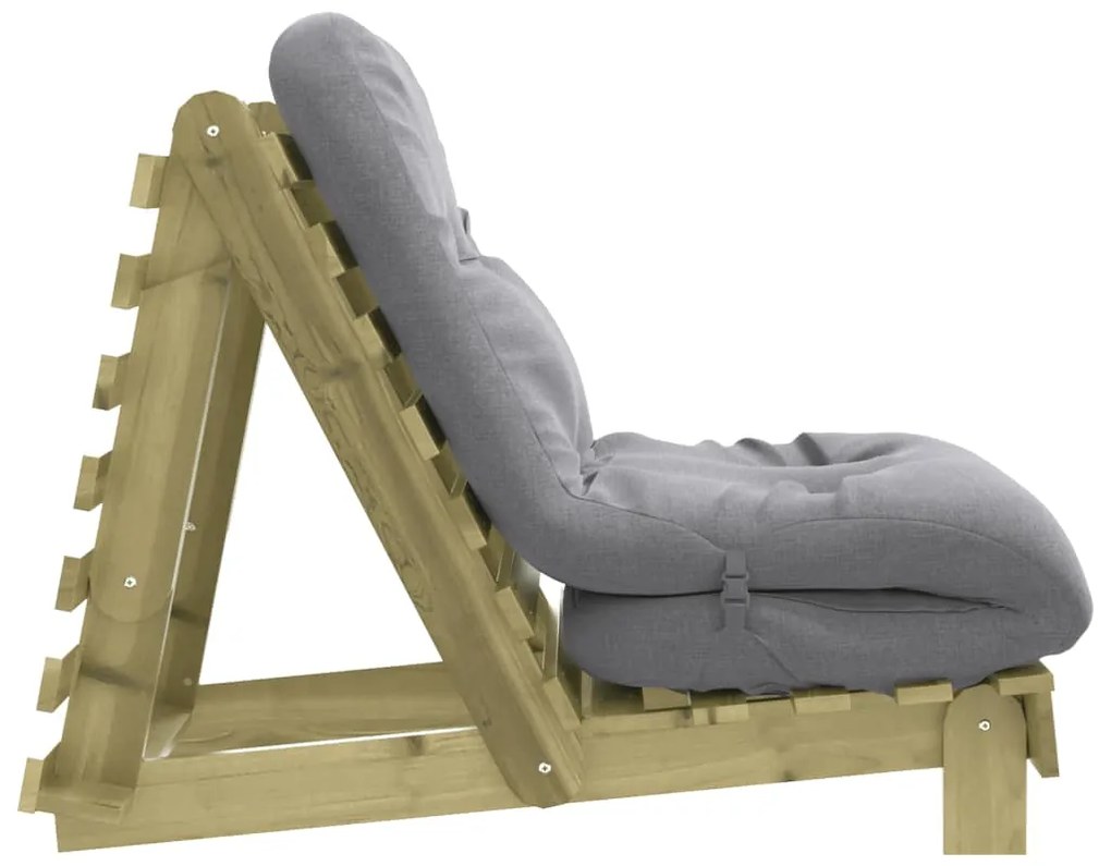 Sofá-cama futon c/ colchão 70x206x11cm madeira pinho impregnada