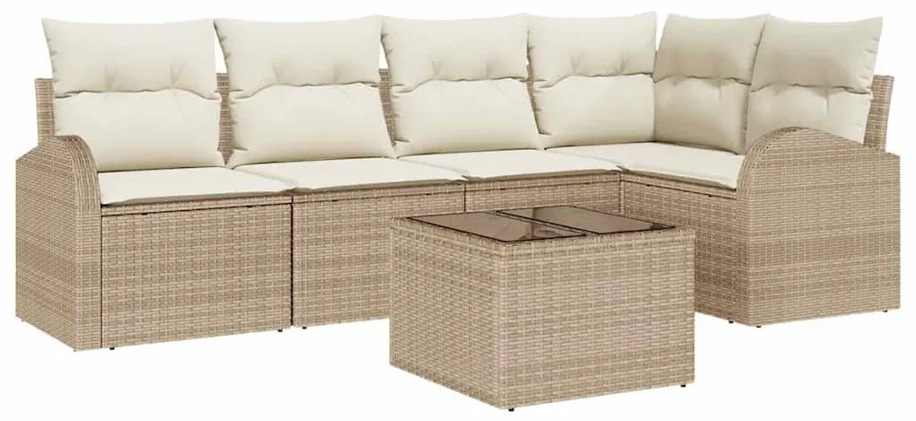 Conjunto de Sofás de Jardim vidaXL 6 Peças com Almofadas Castanho Ratt