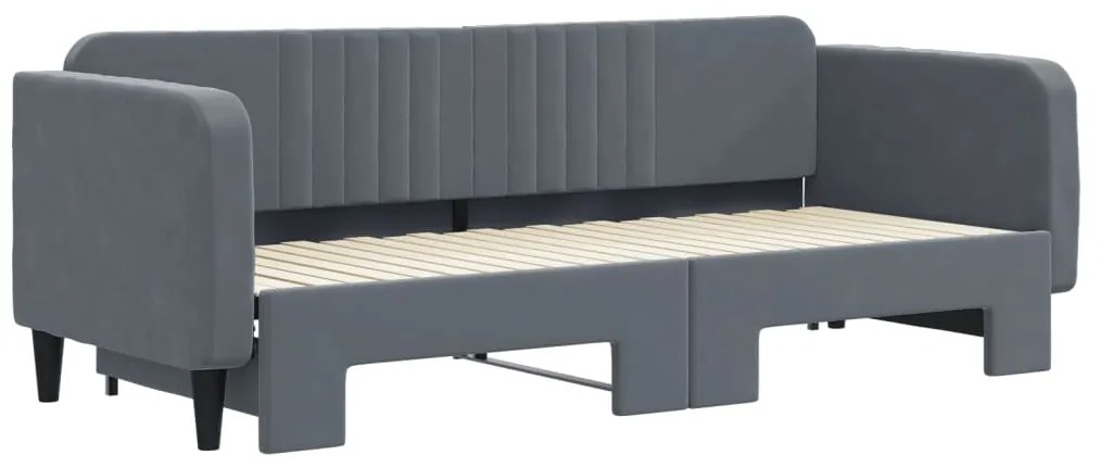 Sofá-cama com gavetão 80x200 cm veludo cinzento-escuro