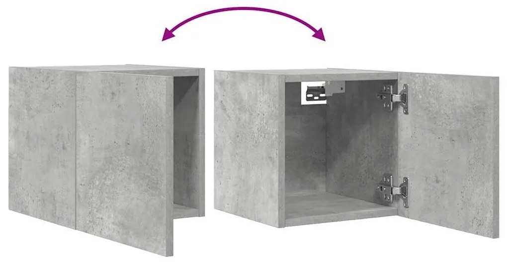 Móvel de TV de parede 2 pcs 30,5x30x30 cm cinzento cimento