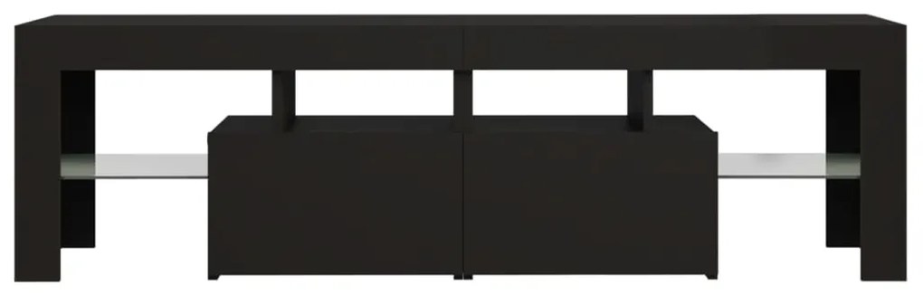 Móvel de TV com luzes LED 140x36,5x40 cm preto