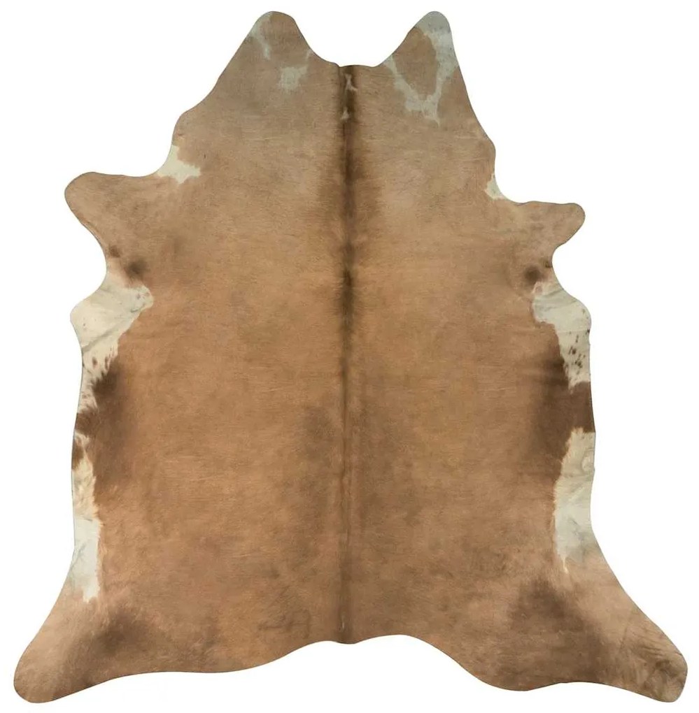 Tapete em couro de vaca genuíno 180x220 cm castanho e branco