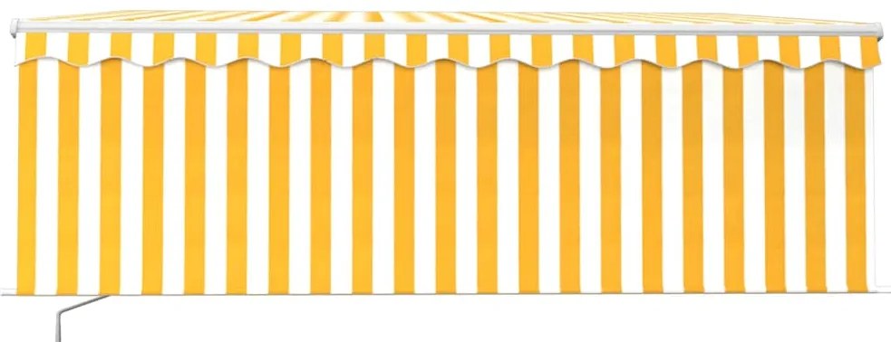Toldo retrátil manual com estore/LED 4x3 m amarelo e branco