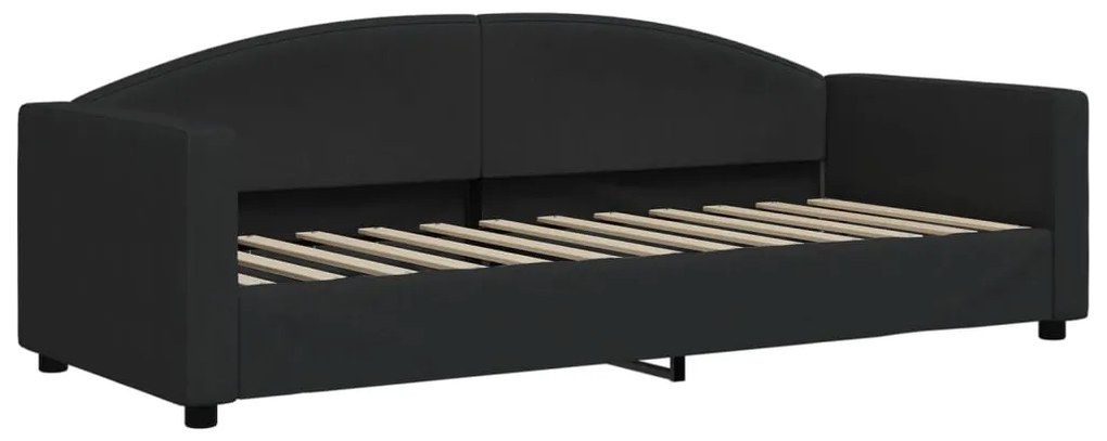 Sofá-cama com gavetão e gavetas 80x200 cm tecido preto