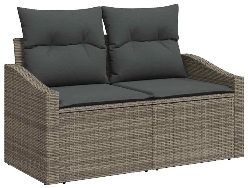 Conjunto de Sofás de Jardim de 7 Peças com Almofadas Cinza Vime