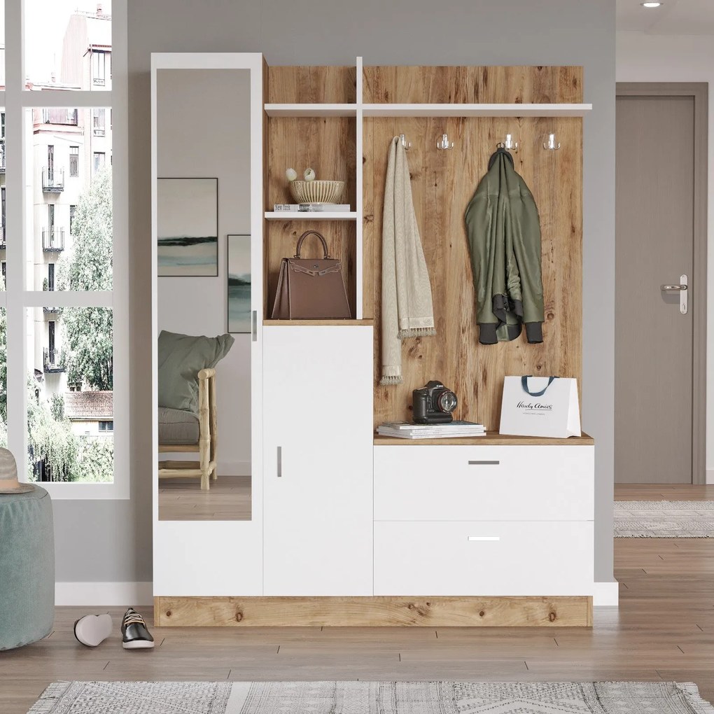 Hall Stand DD5 – Atlantic Pine White – 140x181,8x36,8 cm