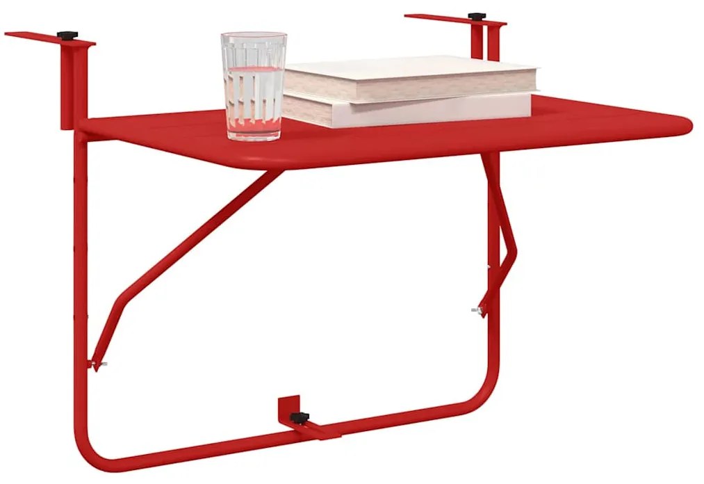 Mesa de Balcão Suspensa vidaXL Dobrável Vermelha 60x40 cm Aço