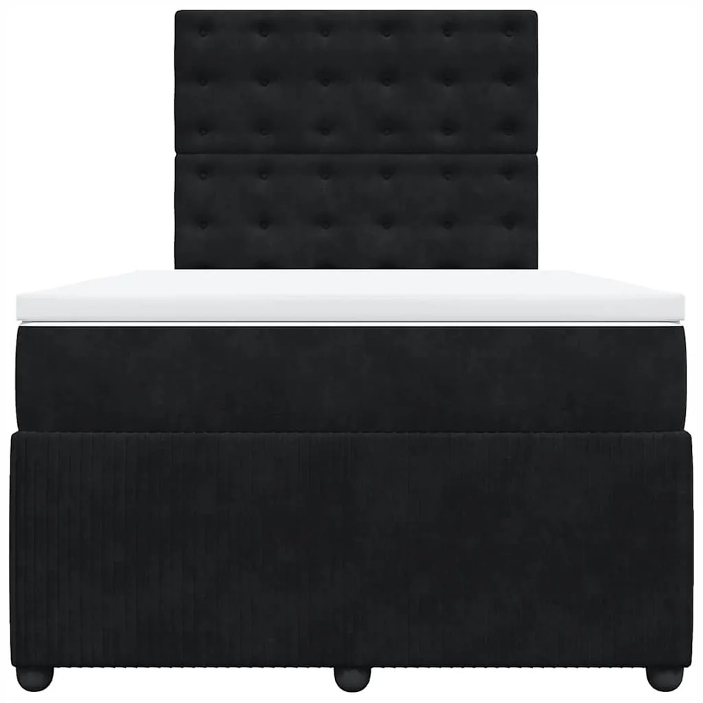 Cama boxspring com colchão 120x200 cm veludo preto