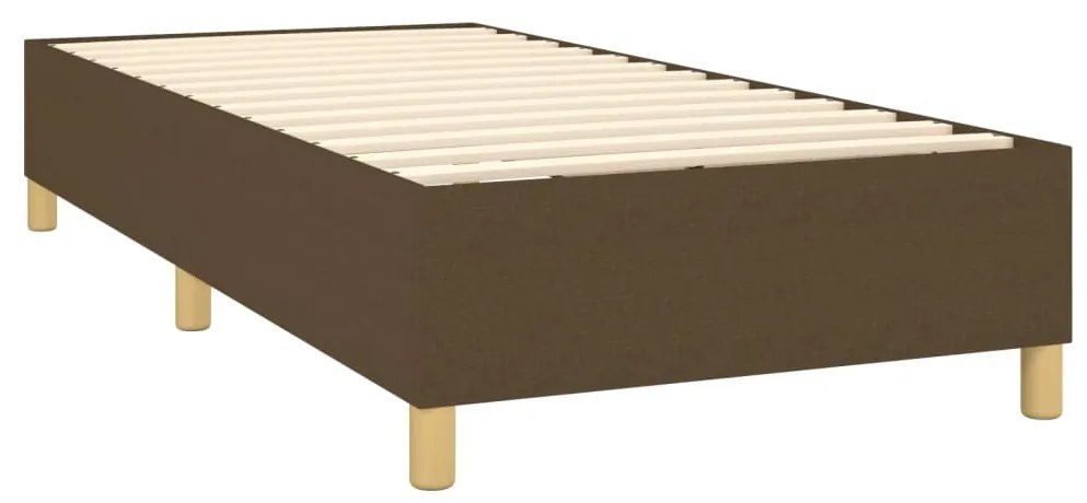 Cama box spring c/ colchão/LED 90x190 cm tecido castanho-escuro