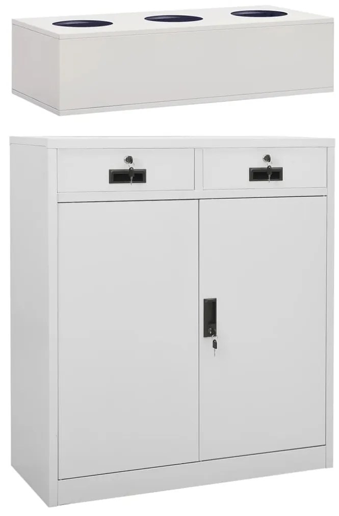 vidaXL Armário de escritório c/ floreira 90x40x125 cm aço cinza-claro