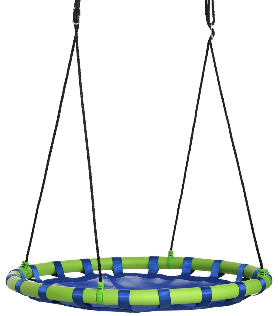 Outsunny Baloiço Infantil Ninho com Altura Ajustável para Crianças de 3-8 Anos Carga 150 kg para Exterior Ø100x120-180 cm Azul