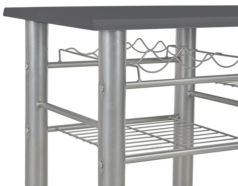 3 pcs conjunto de bar com prateleiras madeira e aço preto