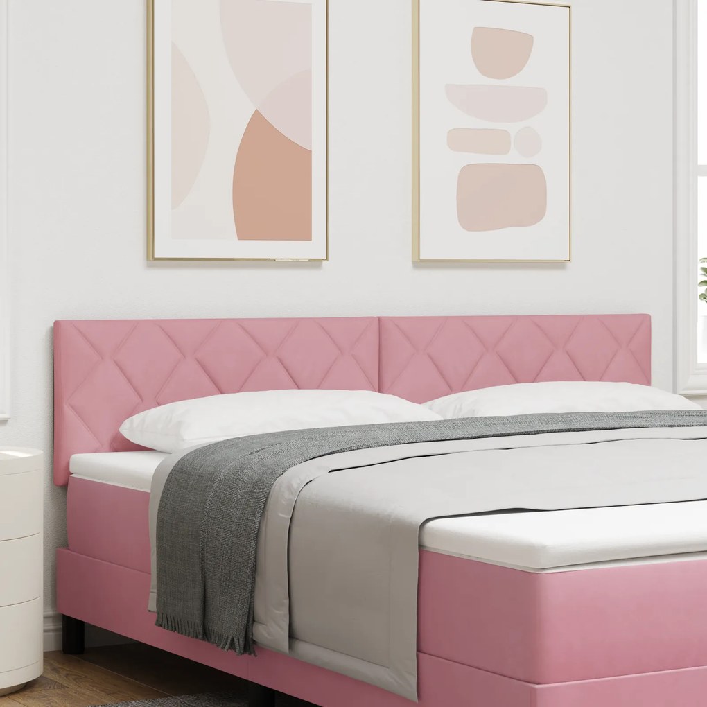 vidaXL Cabeceira LED Design Blocos de Diamante Rosa 180 cm Veludo