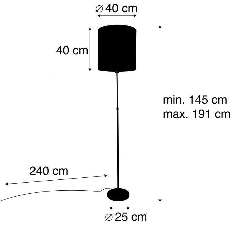 Candeeiro de pé preto abajur preto 40 cm ajustável - PARTE Moderno