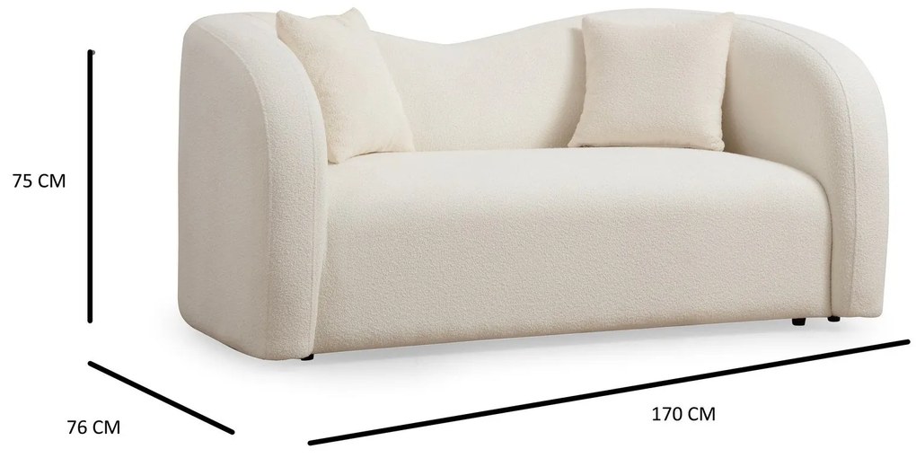 Sofá de 2 Lugares Asos – Creme – 170 cm x 76 cm x 75 cm