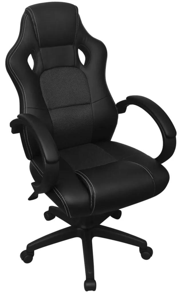 Cadeira de escritório corrida executiva couro artificial preto