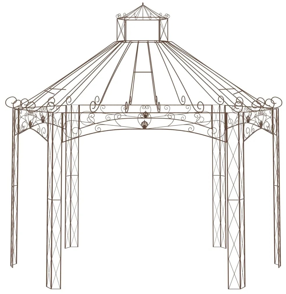 Pavilhão de jardim 400x258x378 cm ferro castanho antigo
