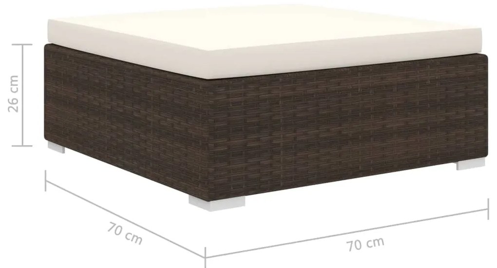 4 pcs conjunto lounge jardim c/ almofadões vime PE castanho